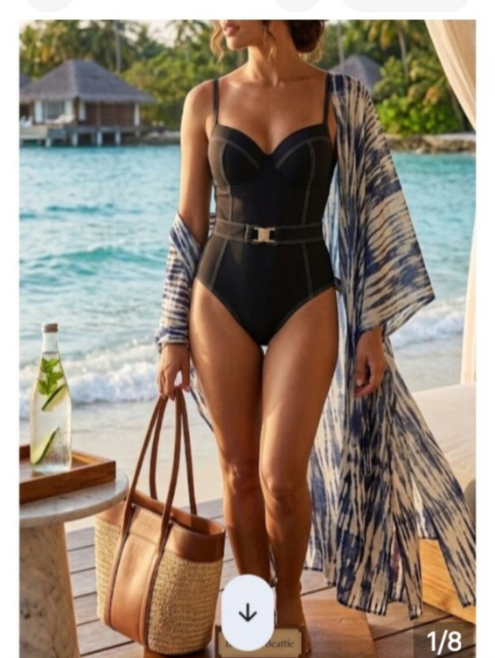 Bleu Rod Beattie Black One-Piece Swimsuit with Belt